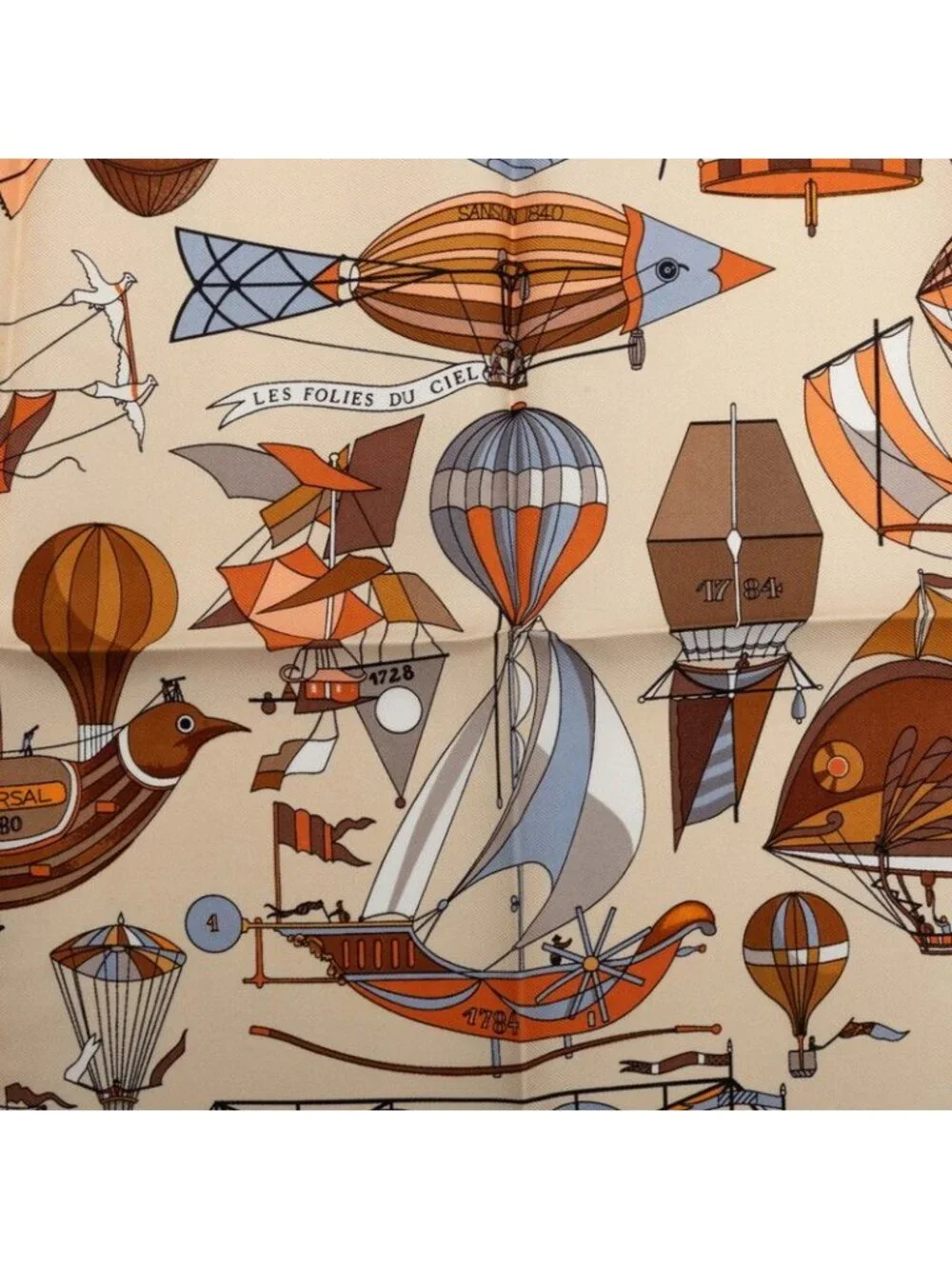 Hermes Carre 40 les Folies du Ciel Madness of the Sky Scarf Beige Multicolor - Picture 2 of 8